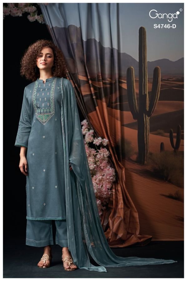 Ganga Fashion Nehira S4746 Cotton Satin Ladies Suit S4746-D