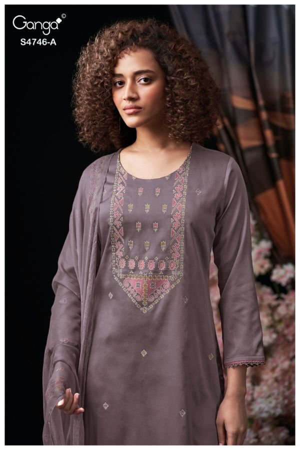 Ganga Fashion Nehira S4746 Cotton Satin Ladies Suit S4746-A
