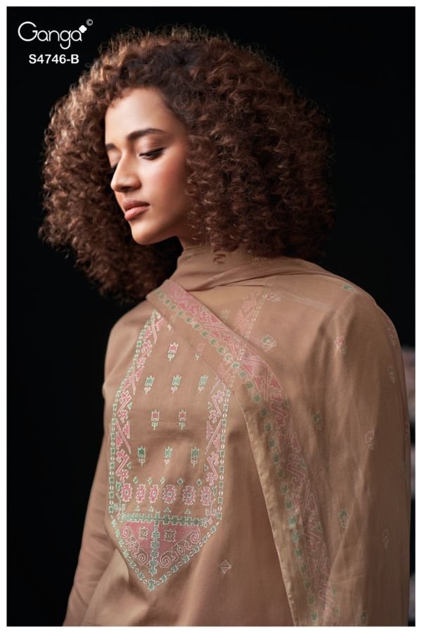 Ganga Fashion Nehira S4746 Cotton Satin Ladies Suit S4746-B