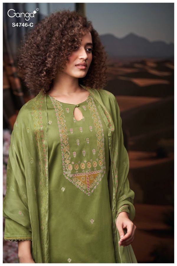 Ganga Fashion Nehira S4746 Cotton Satin Ladies Suit S4746-C