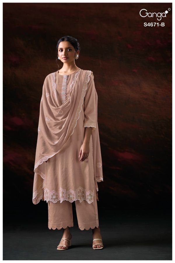 Ganga Fashion Nishira S4671 Premium Pure Mul Suit S4671-B