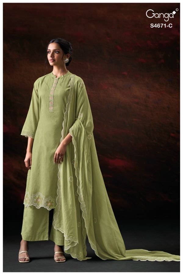Ganga Fashion Nishira S4671 Premium Pure Mul Suit S4671-C