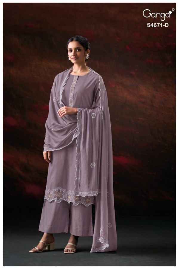 Ganga Fashion Nishira S4671 Premium Pure Mul Suit S4671-D