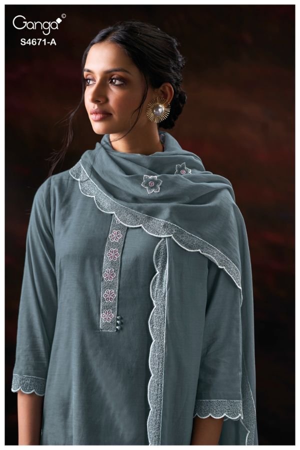 Ganga Fashion Nishira S4671 Premium Pure Mul Suit S4671-A
