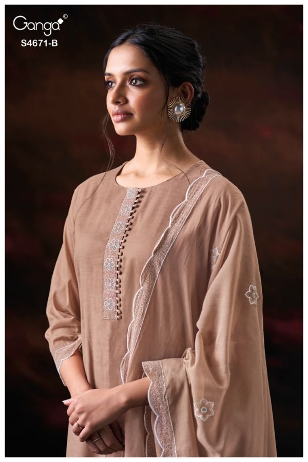 Ganga Fashion Nishira S4671 Premium Pure Mul Suit S4671-B