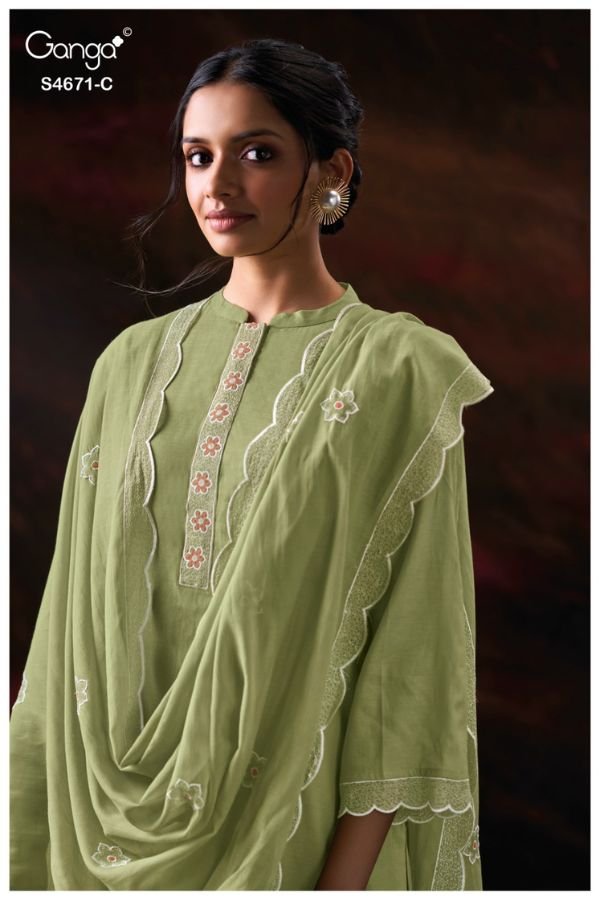 Ganga Fashion Nishira S4671 Premium Pure Mul Suit S4671-C