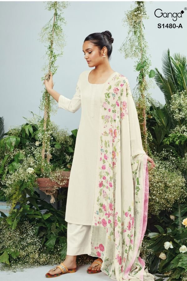 Ganga Fashion Ora S1480 Cotton Linen Suit S1480-A