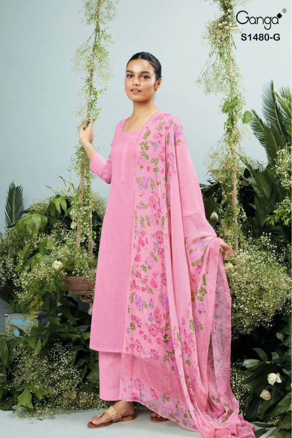 Ganga Fashion Ora S1480 Cotton Linen Suit S1480-G