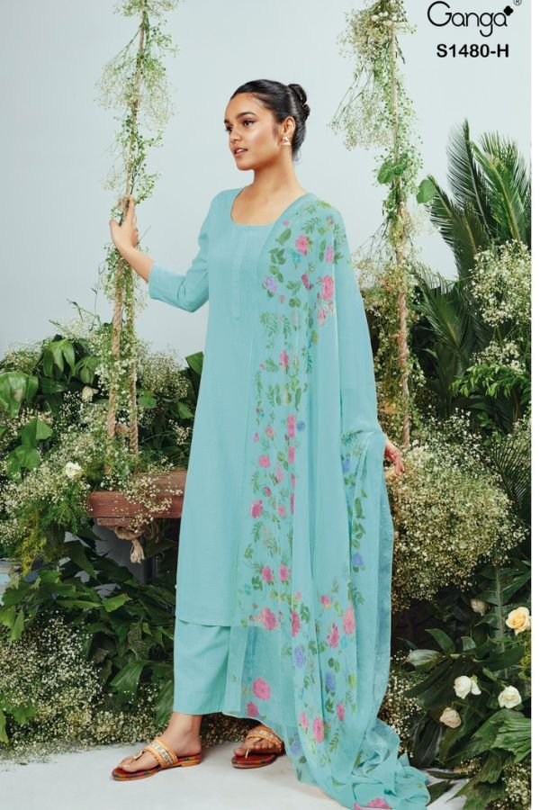 Ganga Fashion Ora S1480 Cotton Linen Suit S1480-H