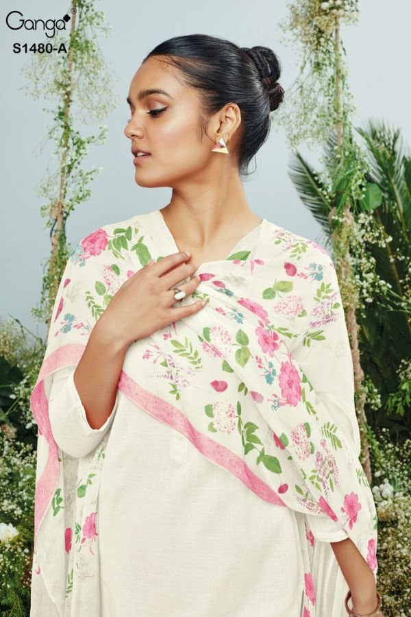 Ganga Fashion Ora S1480 Cotton Linen Suit S1480-A