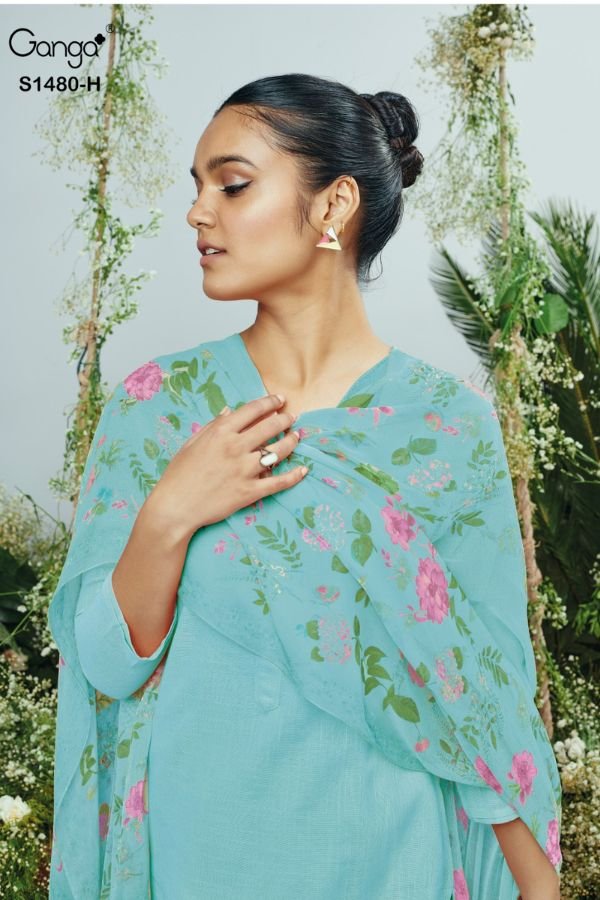 Ganga Fashion Ora S1480 Cotton Linen Suit S1480-H