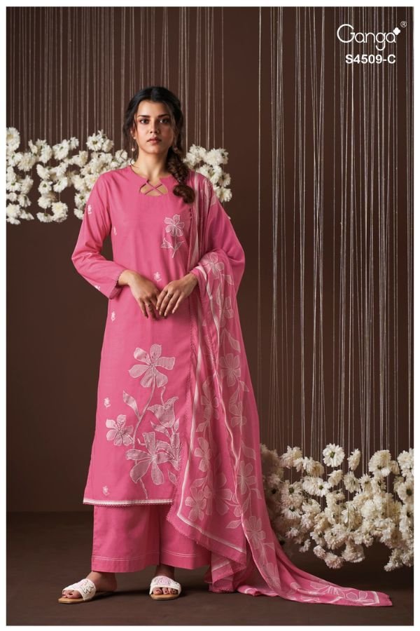 Ganga Fashion Piressa S4509 Cotton Ladies Suit S4509-C