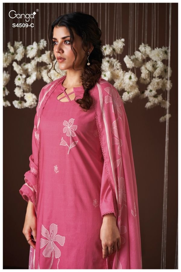 Ganga Fashion Piressa S4509 Cotton Ladies Suit S4509-C