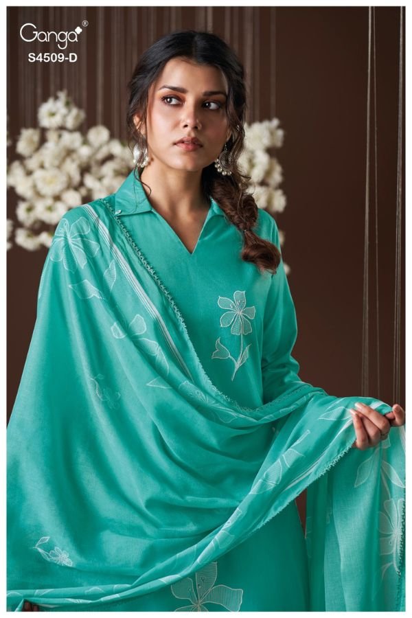 Ganga Fashion Piressa S4509 Cotton Ladies Suit S4509-D