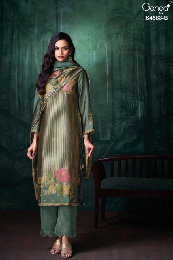Ganga Fashion Rostha S4583 Silk Ladies Suit S4583-B