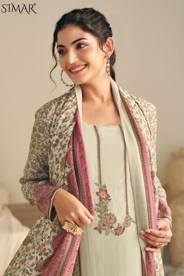 Glossy Simar Fenna Pure viscose Mal Ladies Suit 8190-A