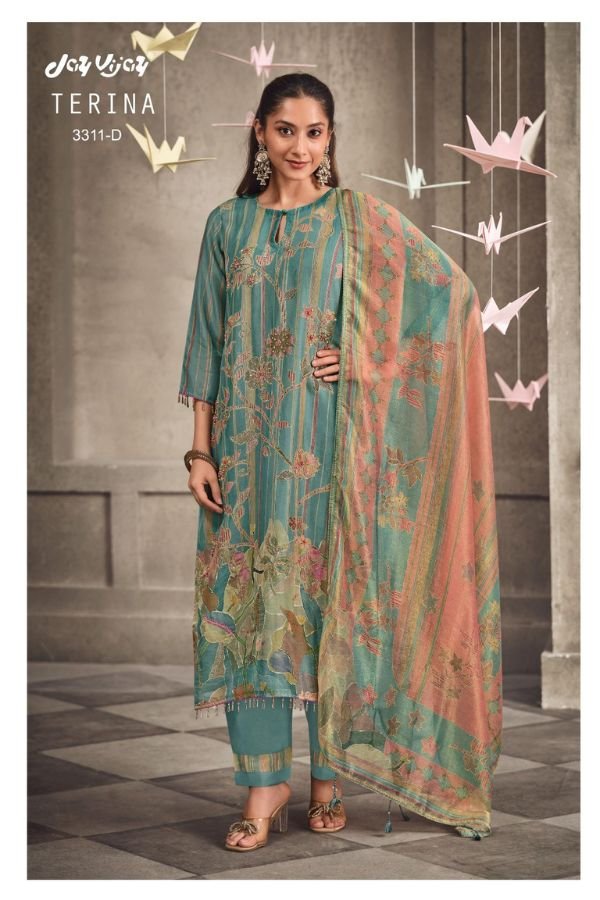 Jay Vijay Prints Terina Tissue Chanderi Ladies Suit 3311-D