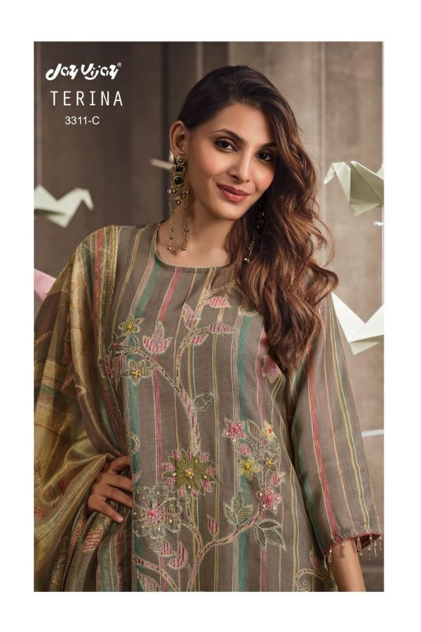 Jay Vijay Prints Terina Tissue Chanderi Ladies Suit 3311-C