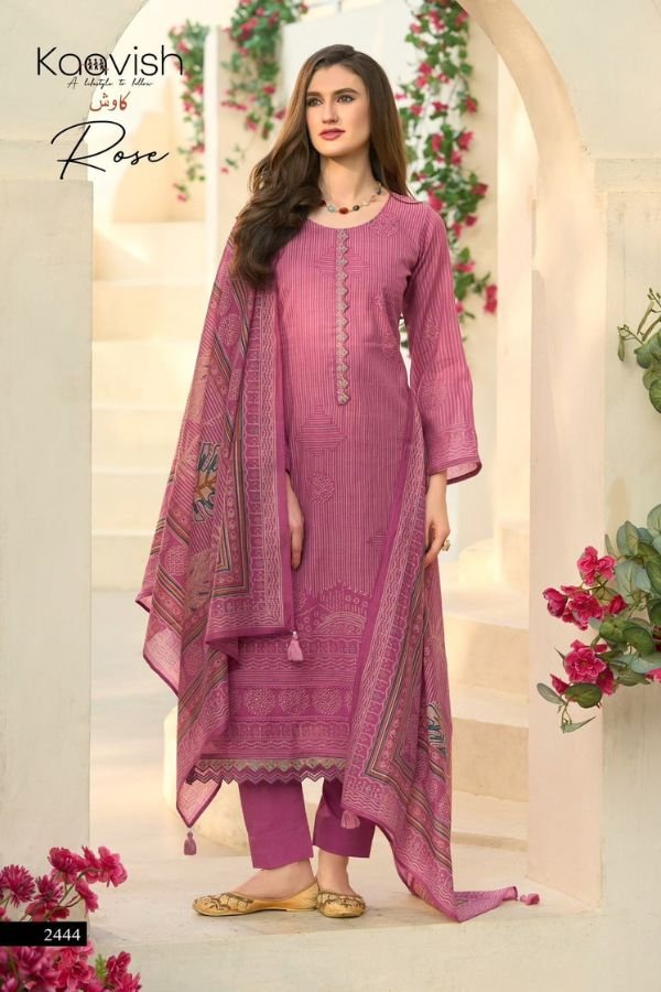 Kaavish Rose Mul Chanderi Ladies Suit 2444