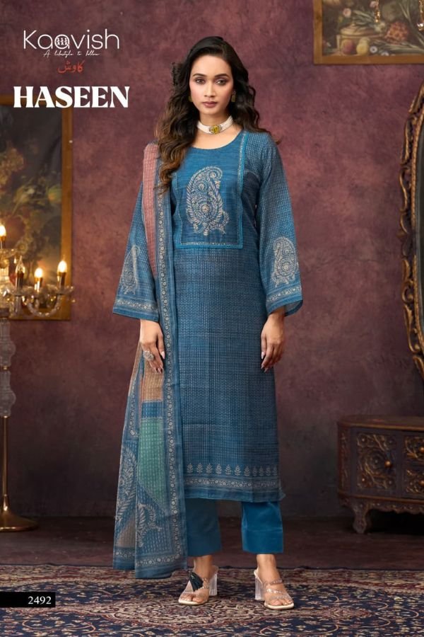 Kaavish Trends Haseen Pure Linen Unstitched Suit 2492