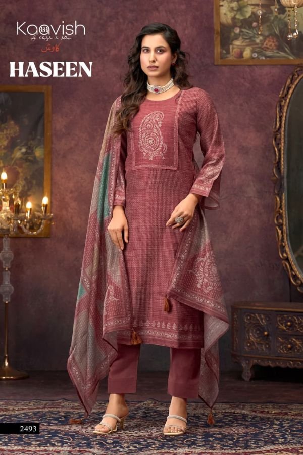 Kaavish Trends Haseen Pure Linen Unstitched Suit 2493