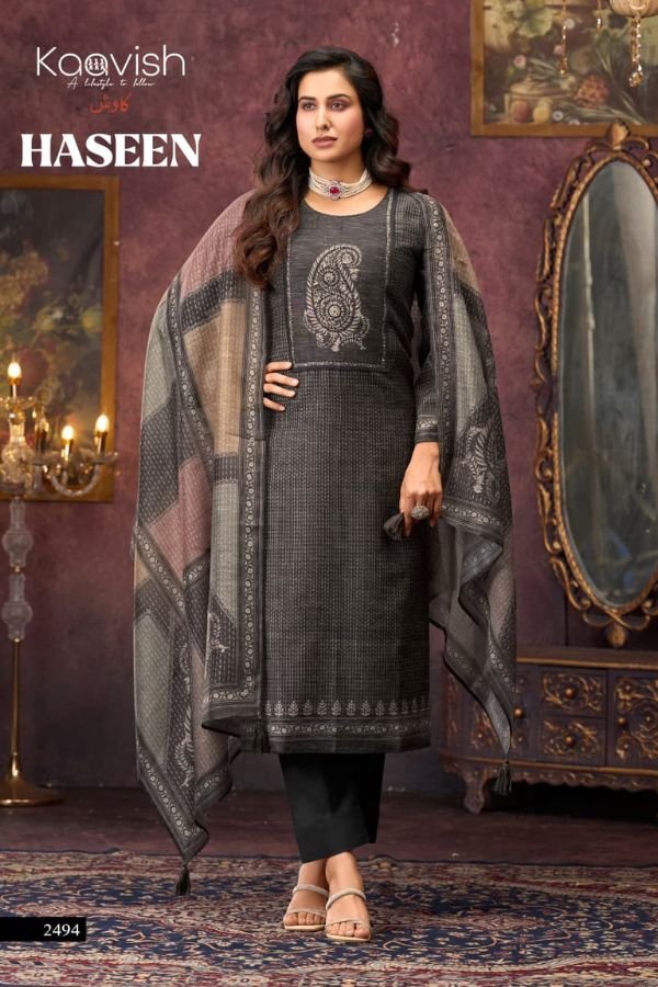 Kaavish Trends Haseen Pure Linen Unstitched Suit 2494
