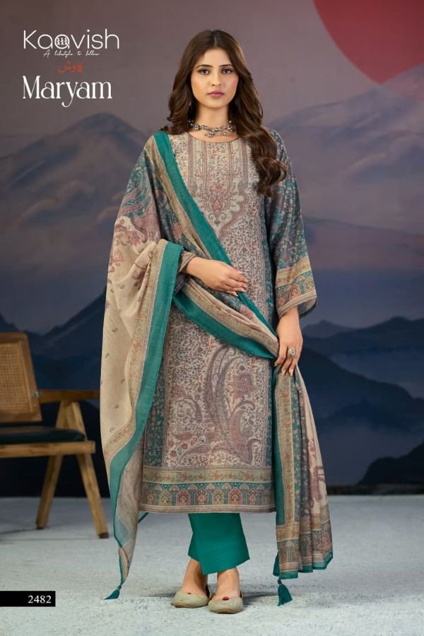 Kaavish Trends Maryam Pure Linen Unstitched Suit 2482