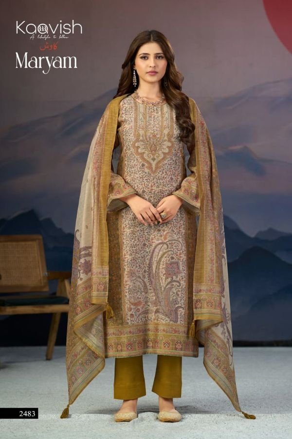 Kaavish Trends Maryam Pure Linen Unstitched Suit 2483