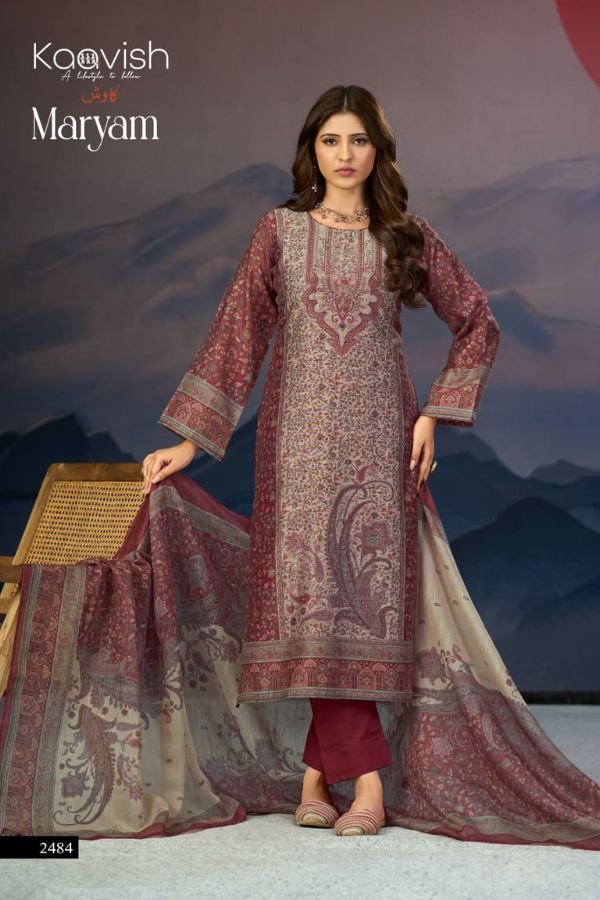 Kaavish Trends Maryam Pure Linen Unstitched Suit 2484