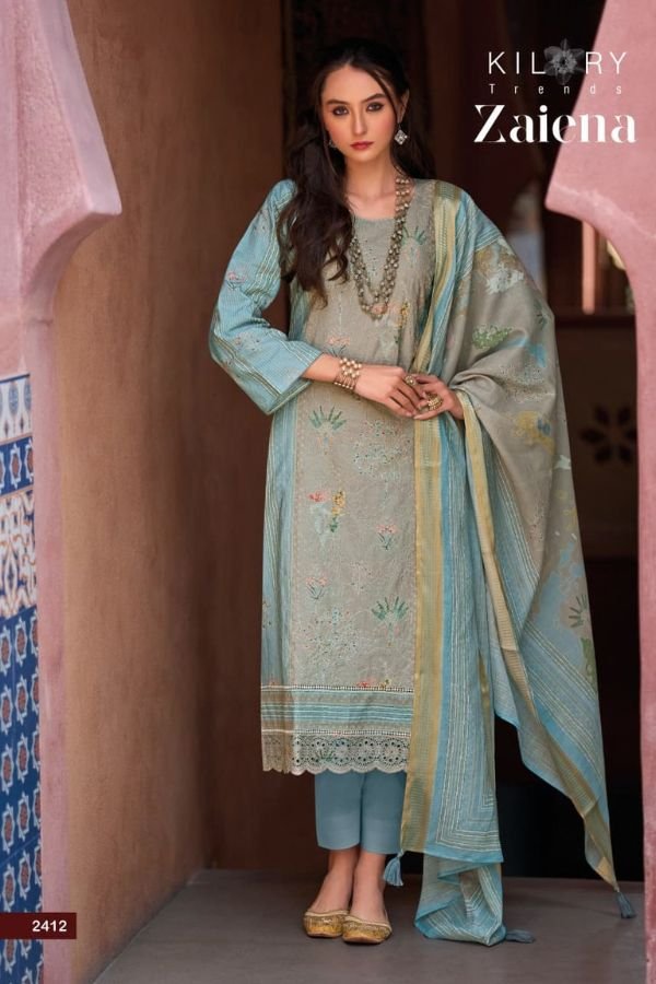 Kilory Trends Zaiena Pure Lawn Cotton Ladies Salwar Suit 2412