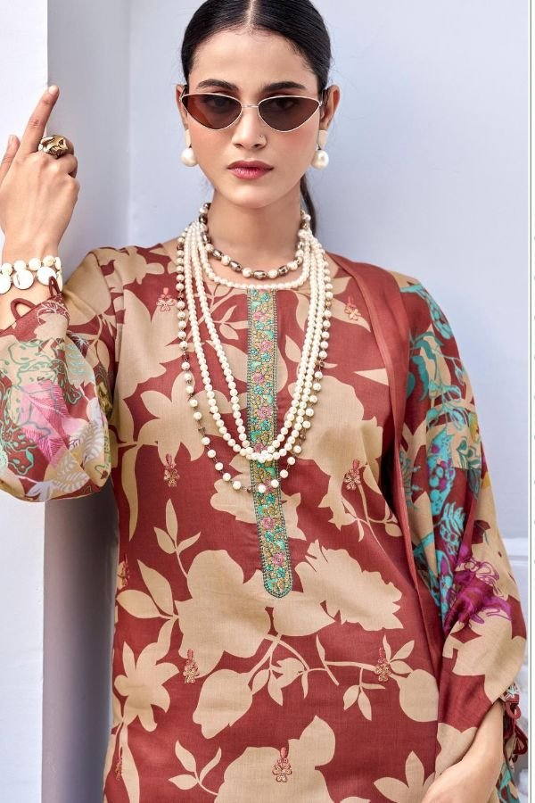 Mumtaz Arts Amelia Jam ladies Unstitched Suit 1005