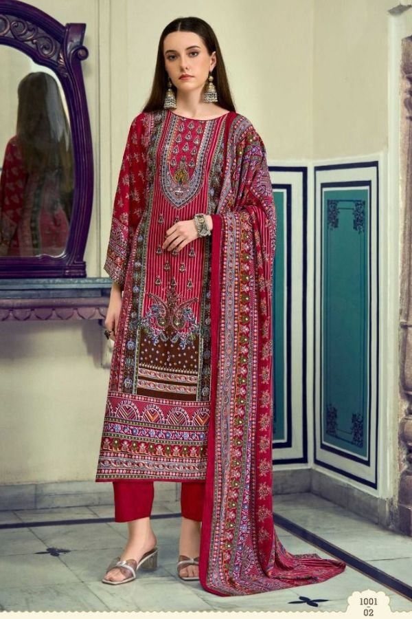 Mumtaz Arts Saanjh Rayon Ladies Unstitched Suit 1001-01