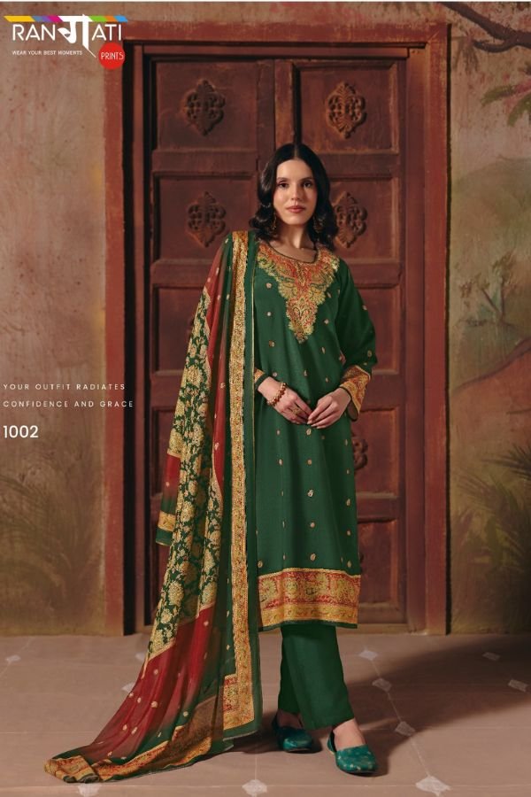 Rangati Prints Jamawar 2 Muslin Ladies Suit 1002