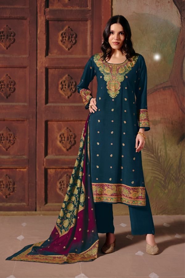 Rangati Prints Jamawar 2 Muslin Ladies Suit 1004