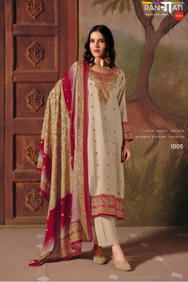 Rangati Prints Jamawar 2 Muslin Ladies Suit 1005