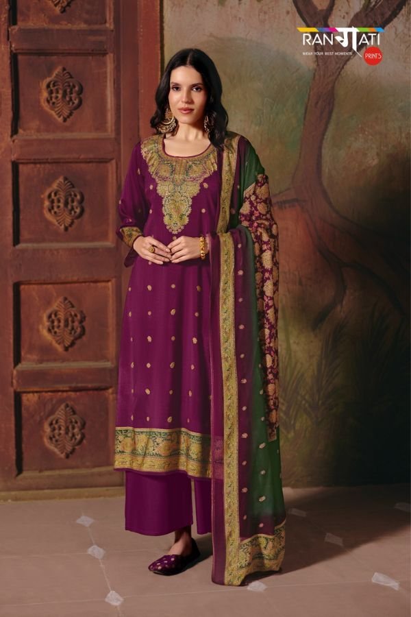 Rangati Prints Jamawar 2 Muslin Ladies Suit 1006