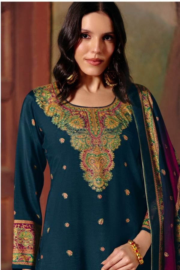 Rangati Prints Jamawar 2 Muslin Ladies Suit 1004