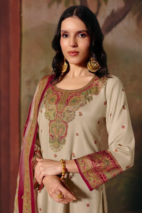 Rangati Prints Jamawar 2 Muslin Ladies Suit 1005