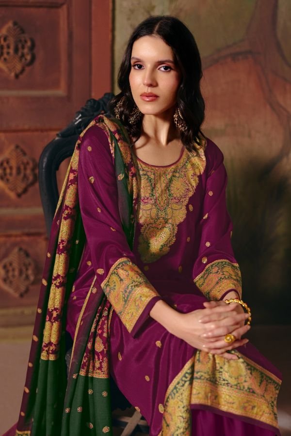 Rangati Prints Jamawar 2 Muslin Ladies Suit 1006