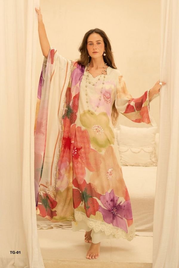 Varsha Fashion Touch of Gold Muslin Ladies Suit TG-01