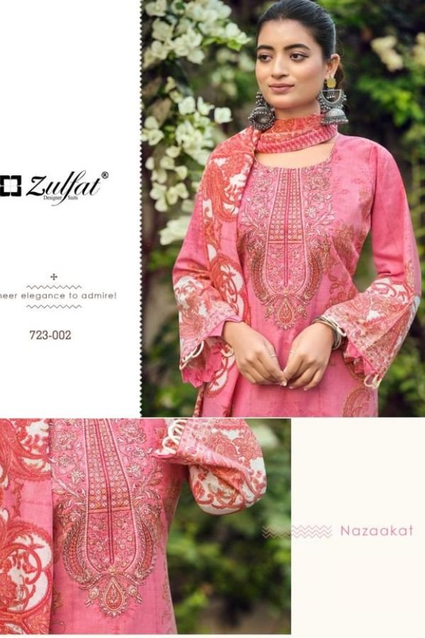 Zulfat Designer Studio Firdaus 2 Cotton Salwar Suit 723-002