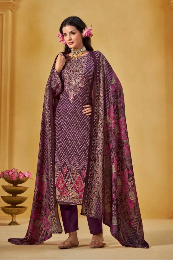 Zulfat Designer Studio Sajni 9 Pure Jam Cotton Suit 672-004