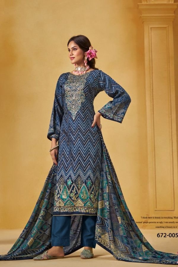 Zulfat Designer Studio Sajni 9 Pure Jam Cotton Suit 672-005