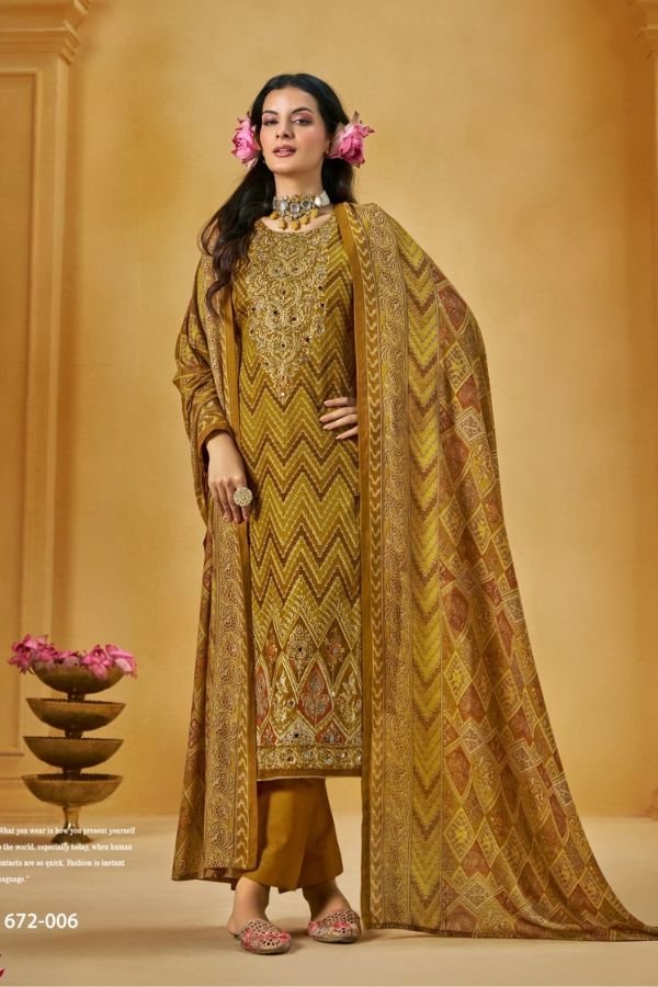 Zulfat Designer Studio Sajni 9 Pure Jam Cotton Suit 672-006