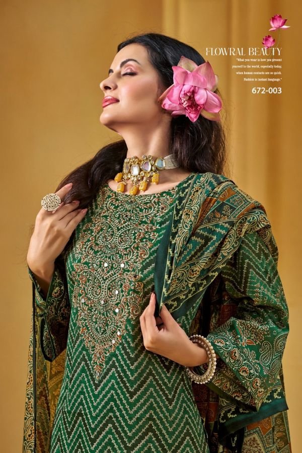 Zulfat Designer Studio Sajni 9 Pure Jam Cotton Suit 672-003