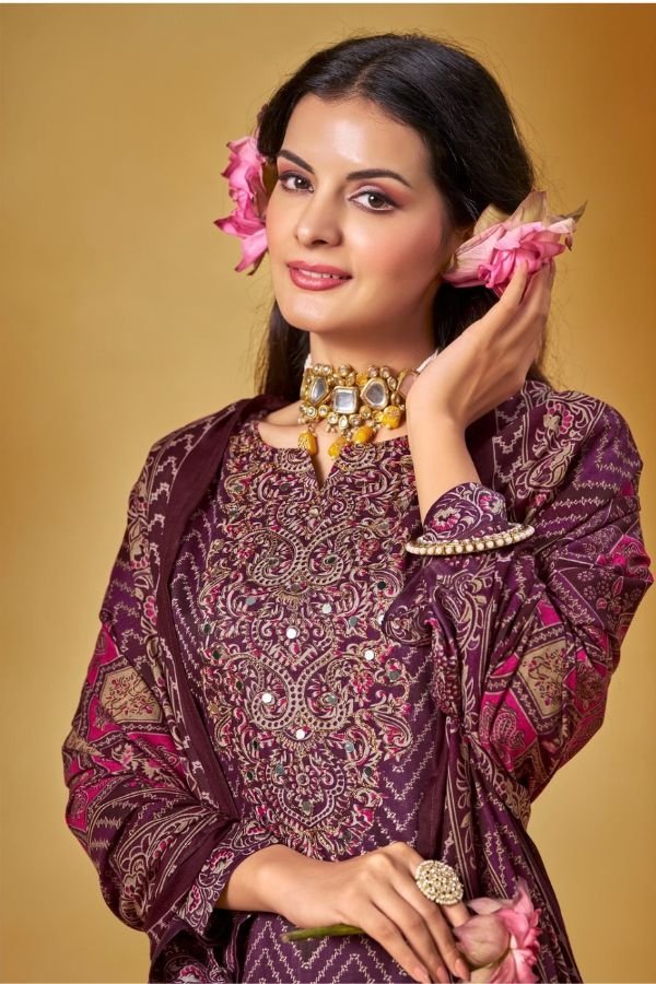 Zulfat Designer Studio Sajni 9 Pure Jam Cotton Suit 672-004