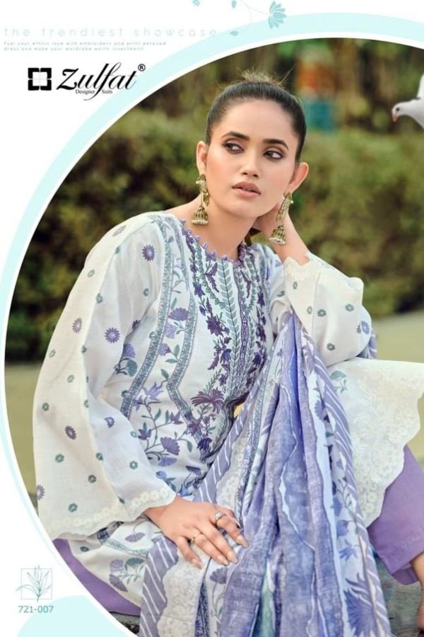 Zulfat Designer Studio Sana Safina 5 Cotton Suit 721-007