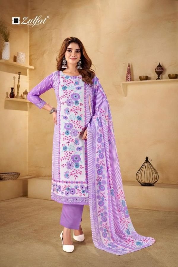 Zulfat Designer Studio Summer Shine 3 Pure Cotton Suit 666-001