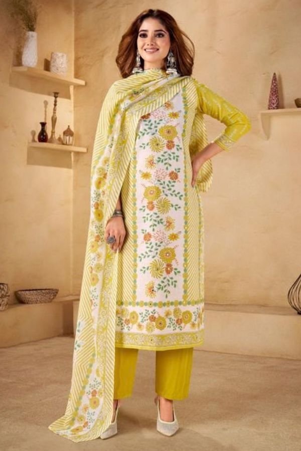 Zulfat Designer Studio Summer Shine 3 Pure Cotton Suit 666-002