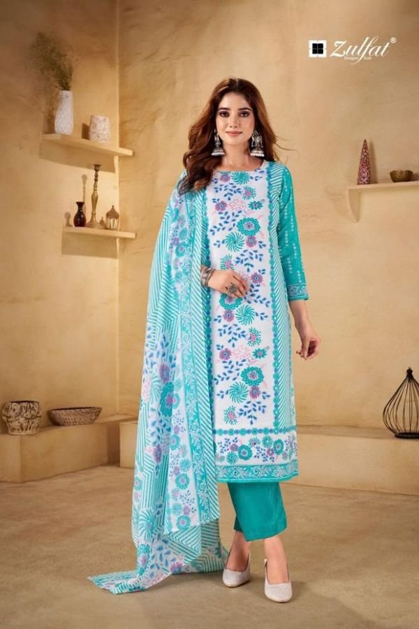 Zulfat Designer Studio Summer Shine 3 Pure Cotton Suit 666-004